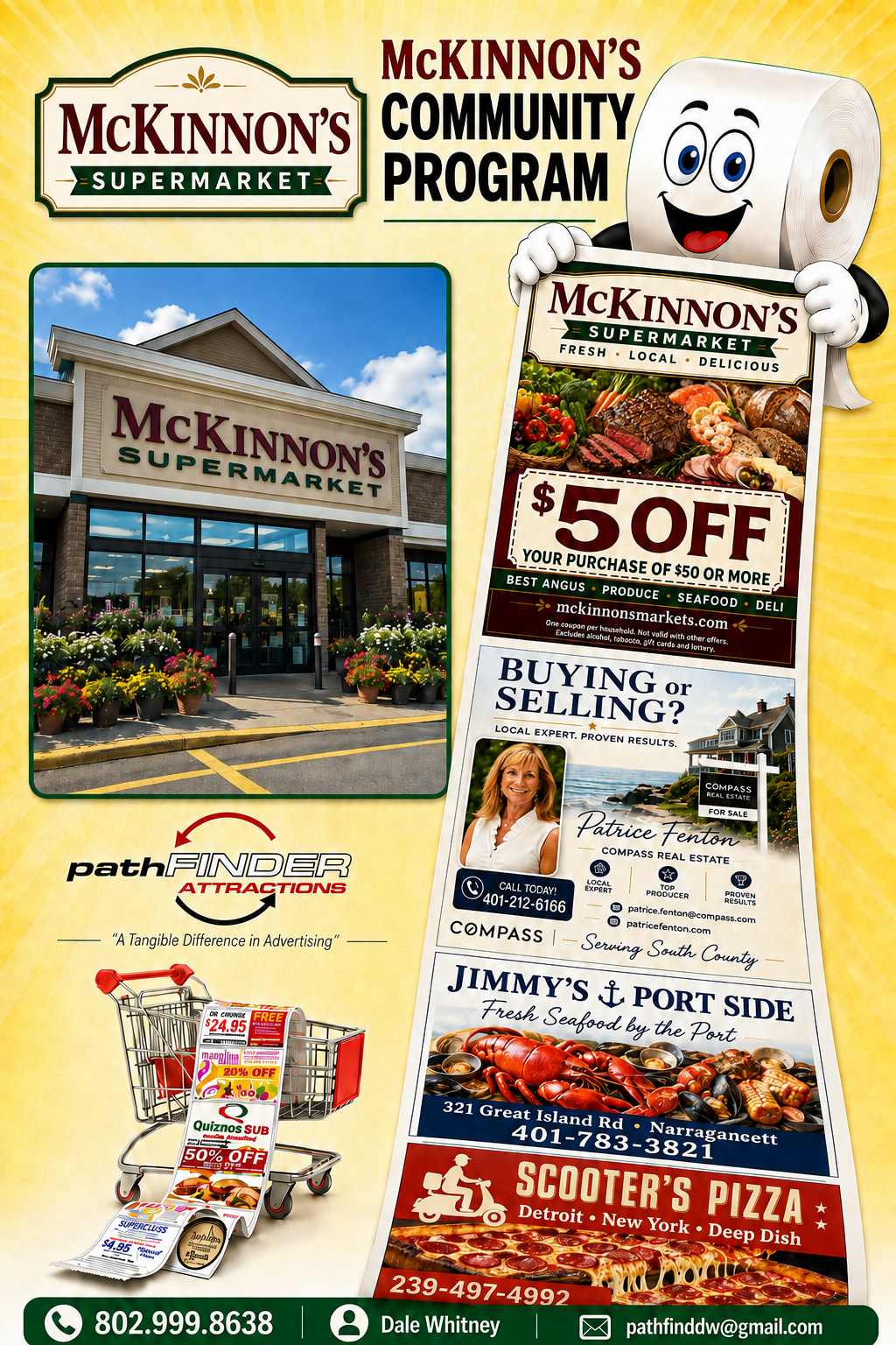 McKinnon's Community Program receipt-back advertising flyer